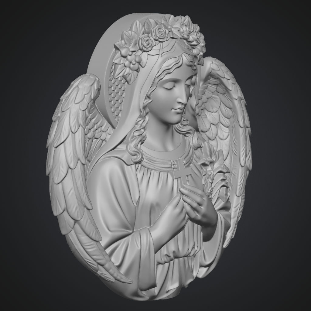 Stone Angel in Prayer CNC STL file preview 3